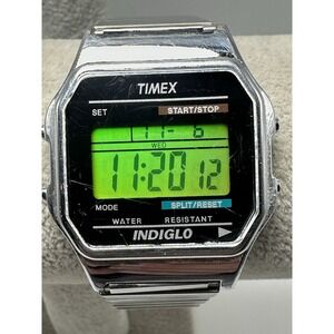 Timex 555 Mens Watch New Battery ST 2008 34MM 7" Stretch Band Digital